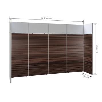 FlexiSlot® Lamellenwand Messestand „Style“ 3.900 x 800 mm Kopfstand