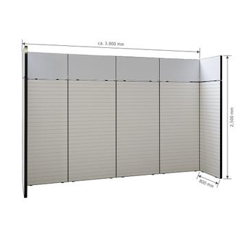 FlexiSlot-® Lamellenwand Messestand „Style-Black“ - 3.900 x 800 mm Kopfstand