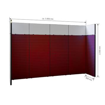 FlexiSlot-® Lamellenwand Messestand „Style-Black“ - 3.900 x 800 mm Kopfstand